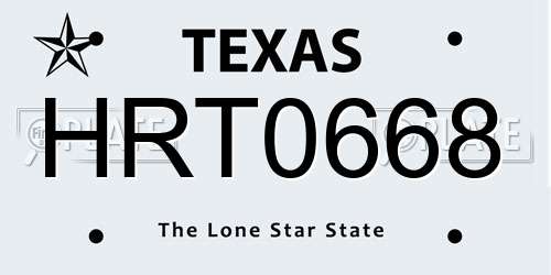 HRT0668 Texas License Plate