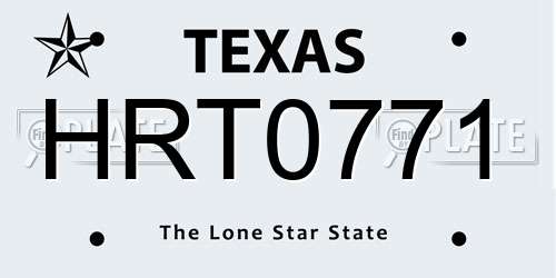 HRT0771 Texas License Plate