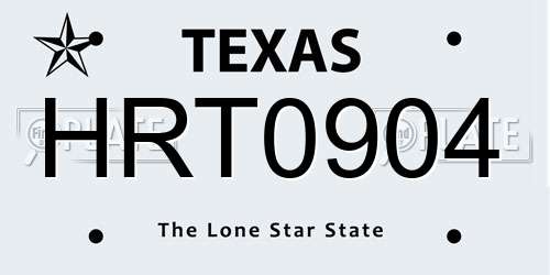HRT0904 Texas License Plate