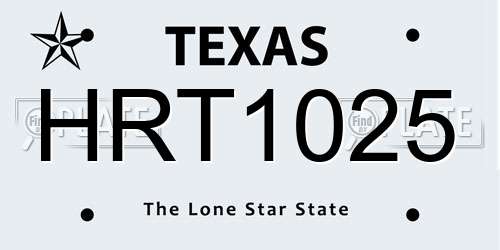 HRT1025 Texas License Plate