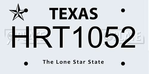 HRT1052 Texas License Plate