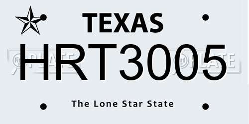 HRT3005 Texas License Plate