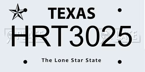 HRT3025 Texas License Plate