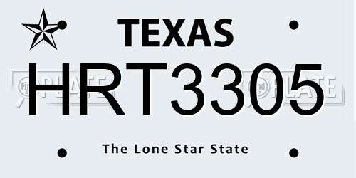 HRT3305 Texas License Plate