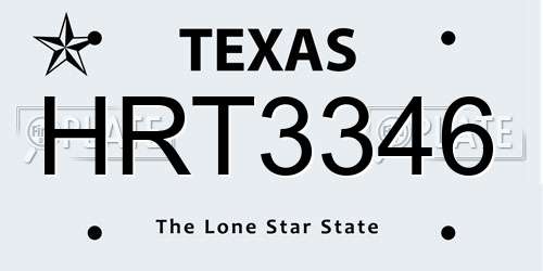 HRT3346 Texas License Plate