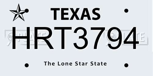 HRT3794 Texas License Plate