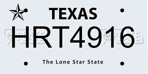 HRT4916 Texas License Plate