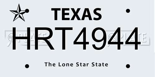HRT4944 Texas License Plate