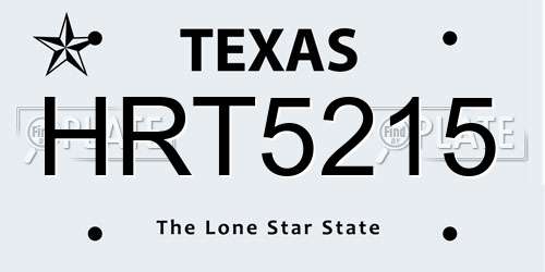 HRT5215 Texas License Plate