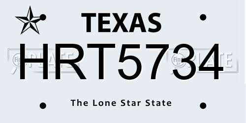 HRT5734 Texas License Plate
