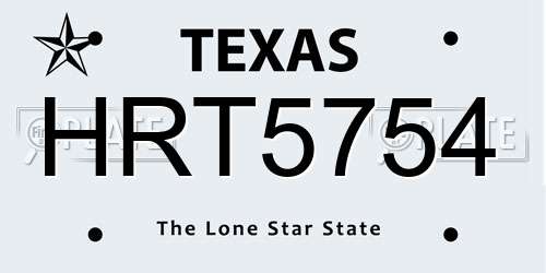 HRT5754 Texas License Plate