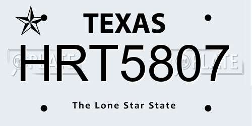 HRT5807 Texas License Plate