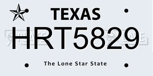 HRT5829 Texas License Plate