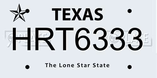 HRT6333 Texas License Plate