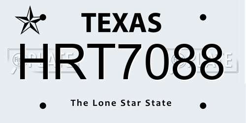 HRT7088 Texas License Plate