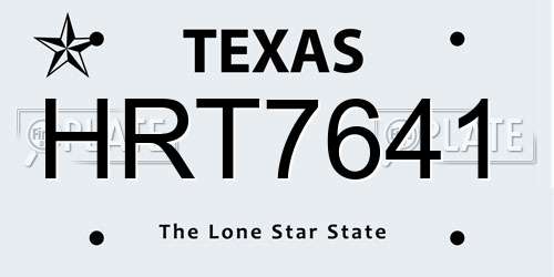HRT7641 Texas License Plate