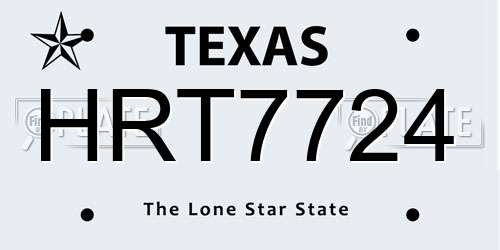 HRT7724 Texas License Plate