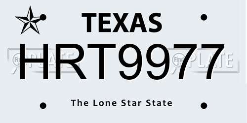 HRT9977 Texas License Plate