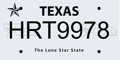 HRT9978 Texas License Plate