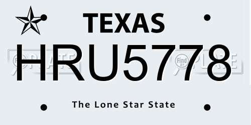 HRU5778 Texas License Plate