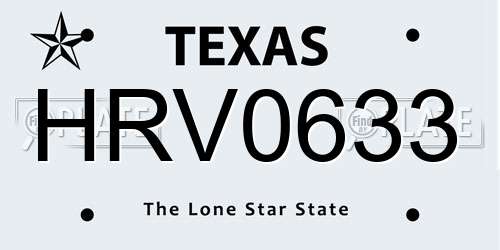 HRV0633 Texas License Plate