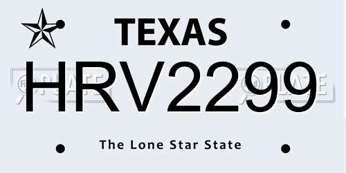 HRV2299 Texas License Plate