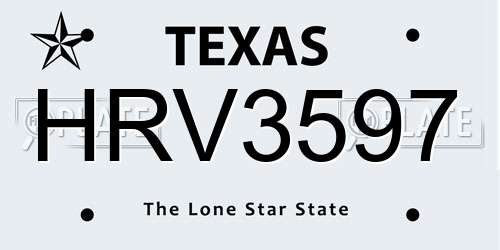 HRV3597 Texas License Plate