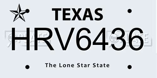 HRV6436 Texas License Plate