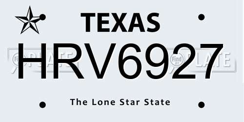 HRV6927 Texas License Plate
