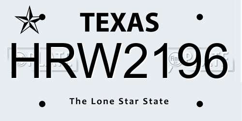 HRW2196 Texas License Plate