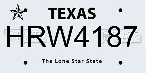 HRW4187 Texas License Plate