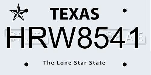 HRW8541 Texas License Plate