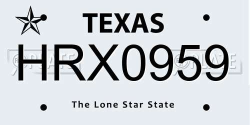 HRX0959 Texas License Plate