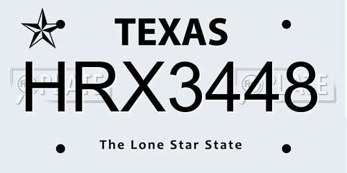 HRX3448 Texas License Plate