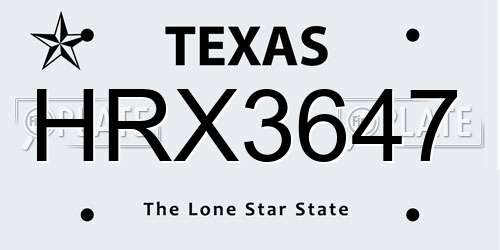 HRX3647 Texas License Plate