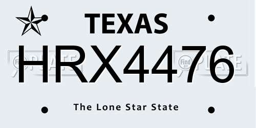 HRX4476 Texas License Plate