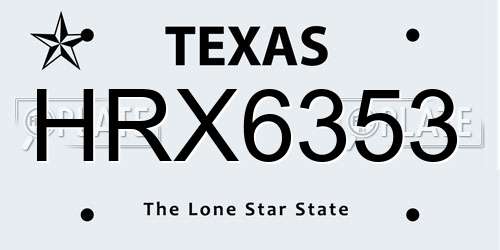 HRX6353 Texas License Plate