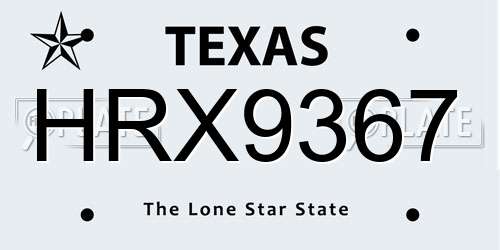 HRX9367 Texas License Plate