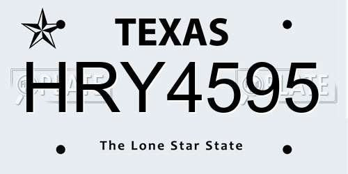 HRY4595 Texas License Plate
