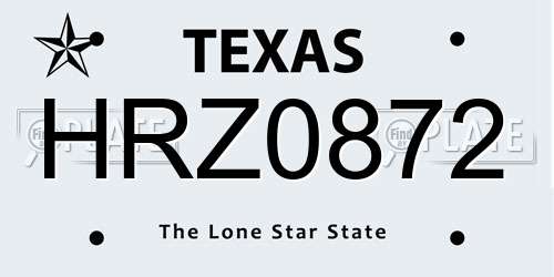 HRZ0872 Texas License Plate