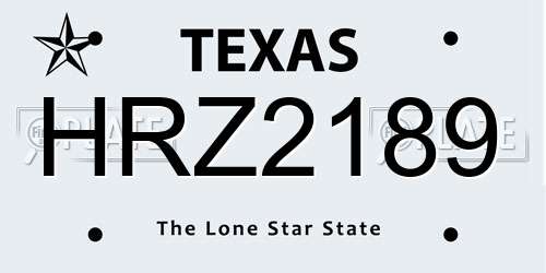 HRZ2189 Texas License Plate