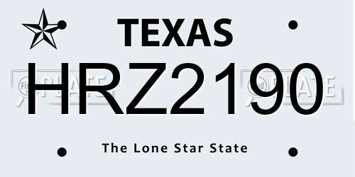 HRZ2190 Texas License Plate