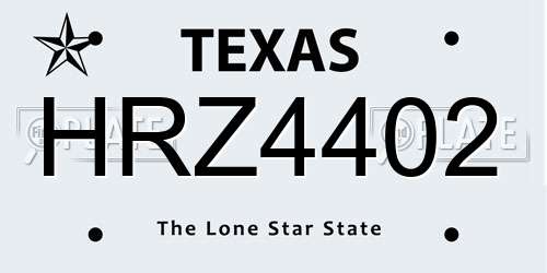 HRZ4402 Texas License Plate