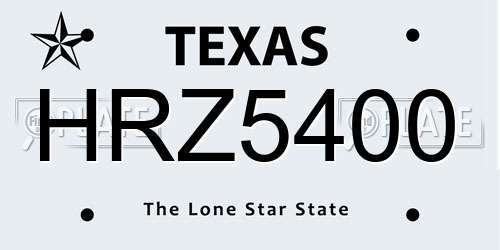 HRZ5400 Texas License Plate