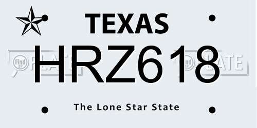 HRZ618 Texas License Plate