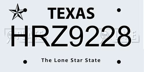 HRZ9228 Texas License Plate