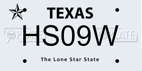 HS09W Texas License Plate