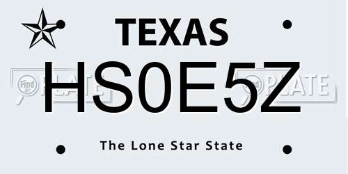 HS0E5Z Texas License Plate