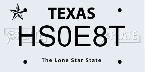 HS0E8T Texas License Plate