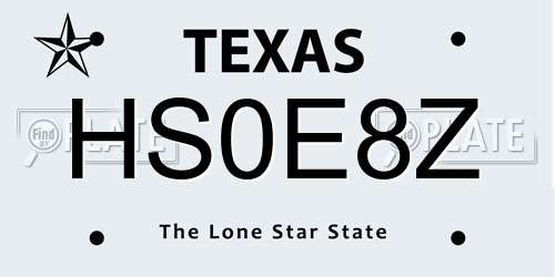 HS0E8Z Texas License Plate